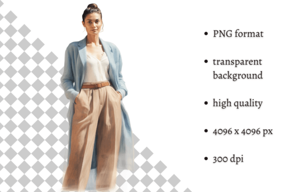 Download Fashion Girl in Beige &amp; Blue Clipart - Art Collection