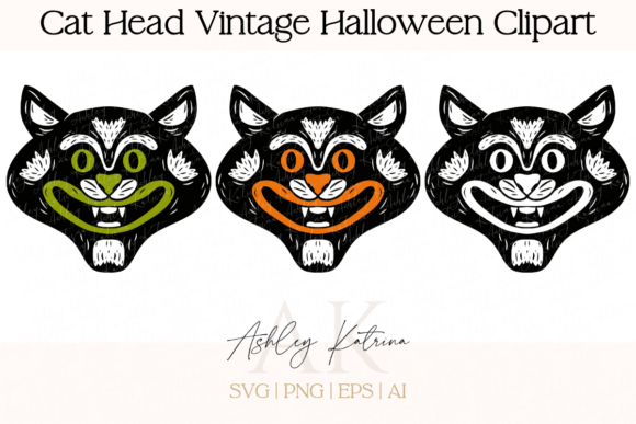 Download Cat Head 1 Vintage Halloween Clipart - Art Collection